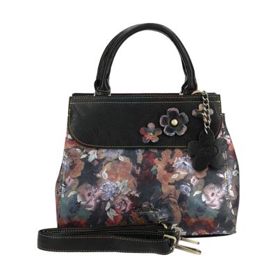 Henkeltasche LAURA VITA "LAURA VITA Taschen Leder/Textil", Damen, Gr. onesize, schwarz, Leder, Textil, Taschen