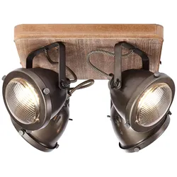 BRILLIANT Lampe Carmen Wood Spotplatte 4flg burned steel/holz   4x PAR51, GU10, 5W, geeignet für Reflektorlampen (nicht enthalten)   Köpfe schwenkbar