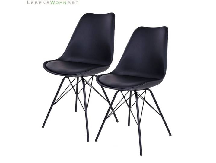 LebensWohnArt Stuhl Klassiker Stuhl SCANDINAVIA (2er Set) schwarz