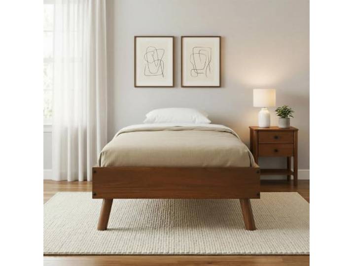 IDIMEX Futonbett Karri aus Massivholz, 100 x 200 cm, Kastanie – Holzbett mit konischen Füßen, Einzelbett für Schlafzimmer, Massivholz-Bett mit niedriger Rahmenhöhe, Klassische Formgebung