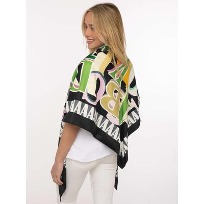 Dreieckstuch ZWILLINGSHERZ "Letters", Damen, bunt (schwarz), Obermaterial: 100% Polyester, Modetücher, modernes grafisches Buchstaben-Muster, glänzende Oberfläche