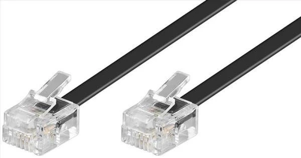PremiumCord Telefonstecker gerade 6P4C (RJ-11) - 6P4C (RJ-11) Plug 3m - schwarz