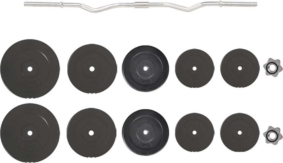 vidaXL Barre d'haltères ondulée avec plaques 90 kg