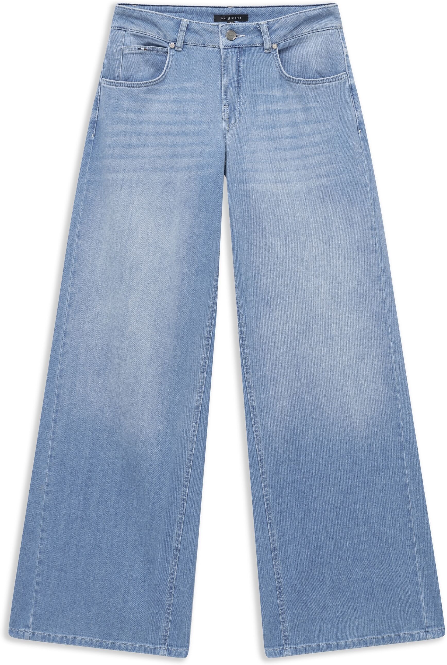 5-Pocket-Jeans BUGATTI, Damen, Gr. 34, Normalgrößen, blau (320, hellblau), 92% Baumwolle, 6% Elastomultiester, 2% Elasthan, Jeans 5-Pocket-Jeans, Modern Fit 5-Pocket leicht ausgestellt