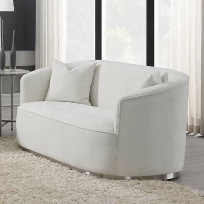 CDecor Gilman Beige Loveseat with Metal Plate Legs
