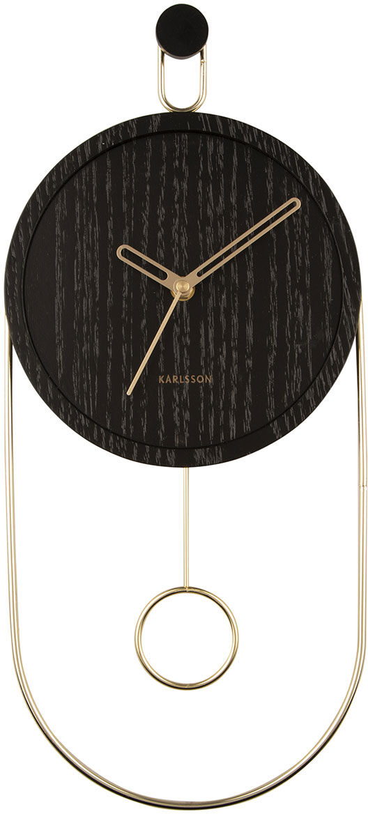 Karlsson Swing Pendulum Wood Veneer Black väggklocka KA5892BK