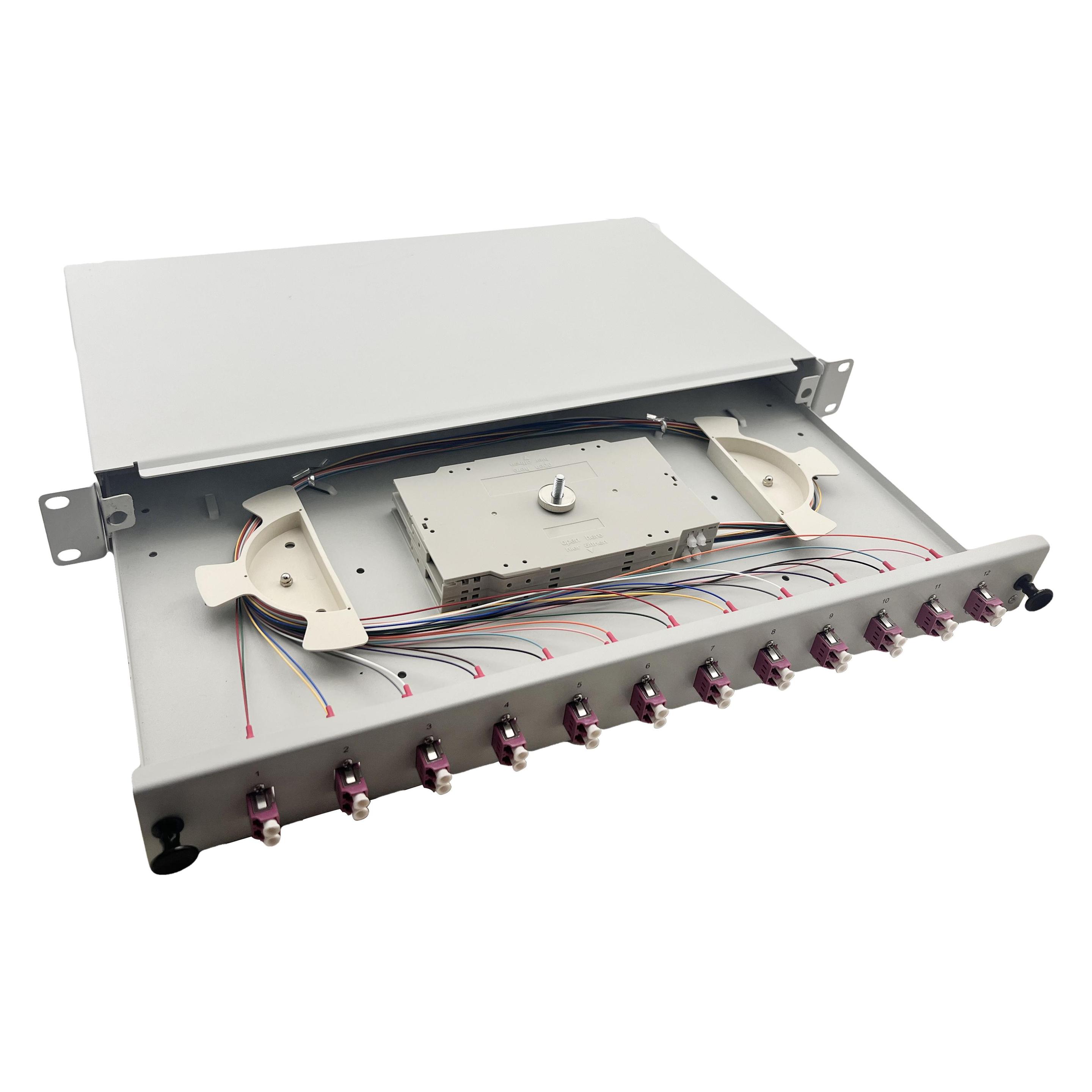 Helos LWL 19" Spleissbox 12 x LC Duplex OM4, spleissfertig, grau (375558)
