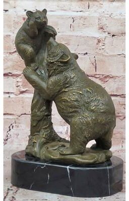 Bronzhaus Playful Bear And Cub Bronze Figurine – Forest Wildlife Decor