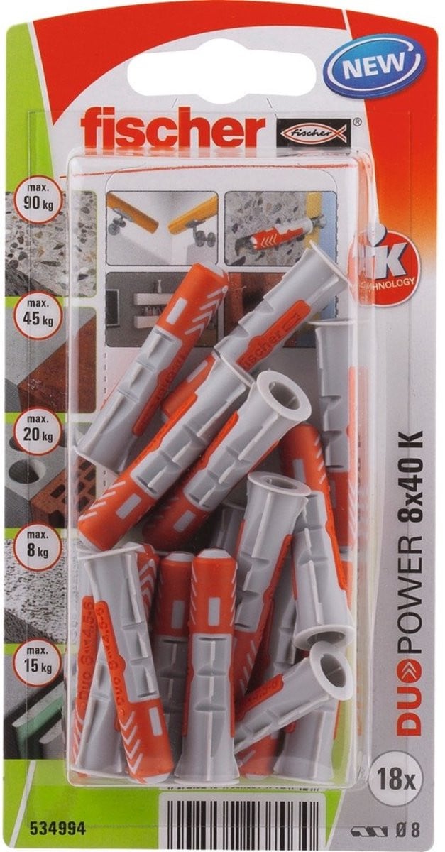Fischer DuoPower 8 x 40 K NV 2-componenten plug, 1 set