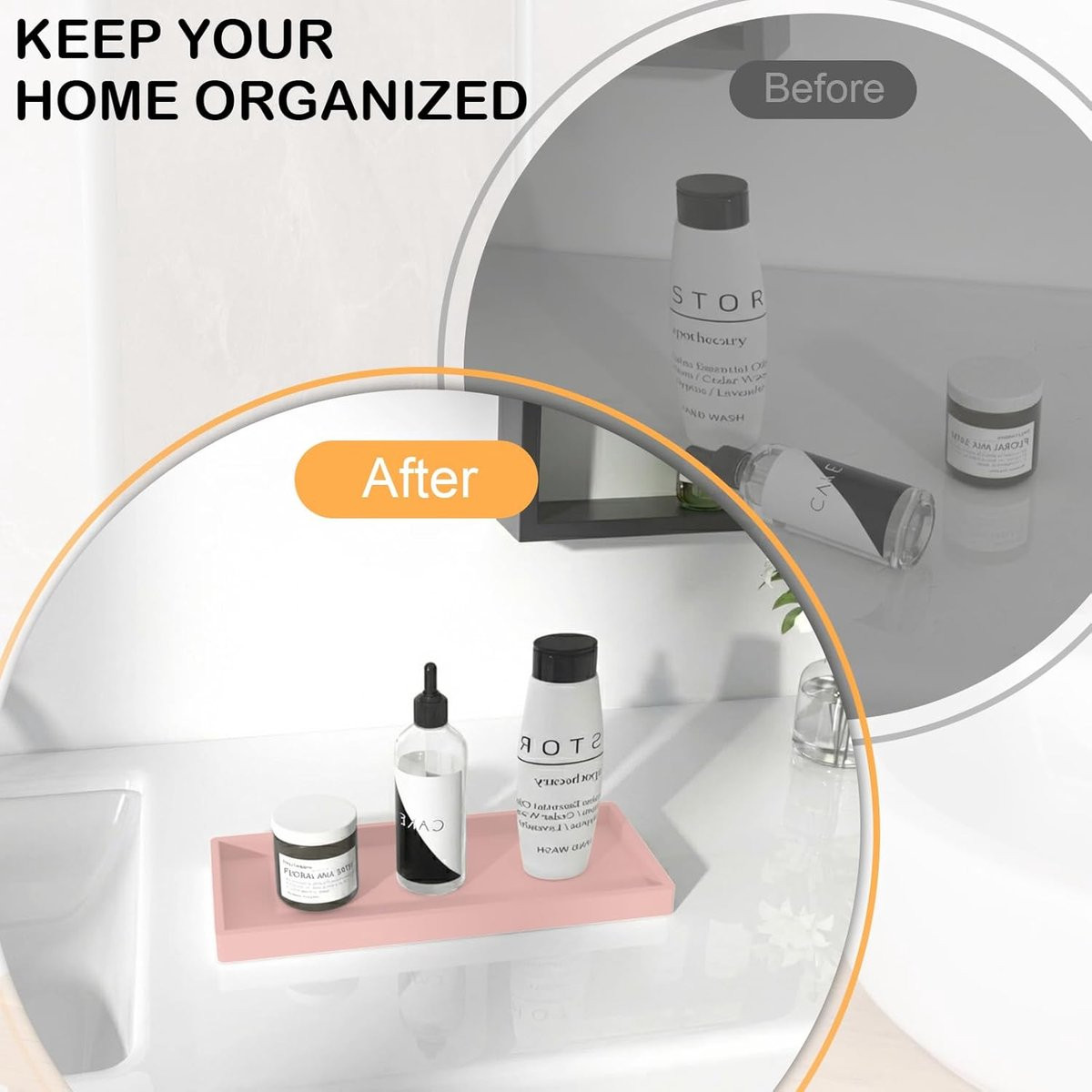 SnelShoppen Silicone Tray voor Badkamer en Keuken, Antislip Decoratieve Tray, 20 x 10 cm