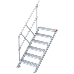 Euroline Treppe 45 Grad, 600 mm Stufenbreite, 1 Handlauf,  Stufenausführung Alu – geri...