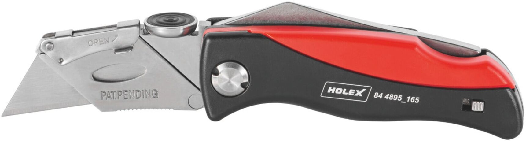 HOLEX Cuttermesser mit einklappbarer Klinge L165mm aus Metall/Kunststoff mit Schnellwechselmechanismus und Gürtelclip für Schneiden/Schälen, 844895 165)