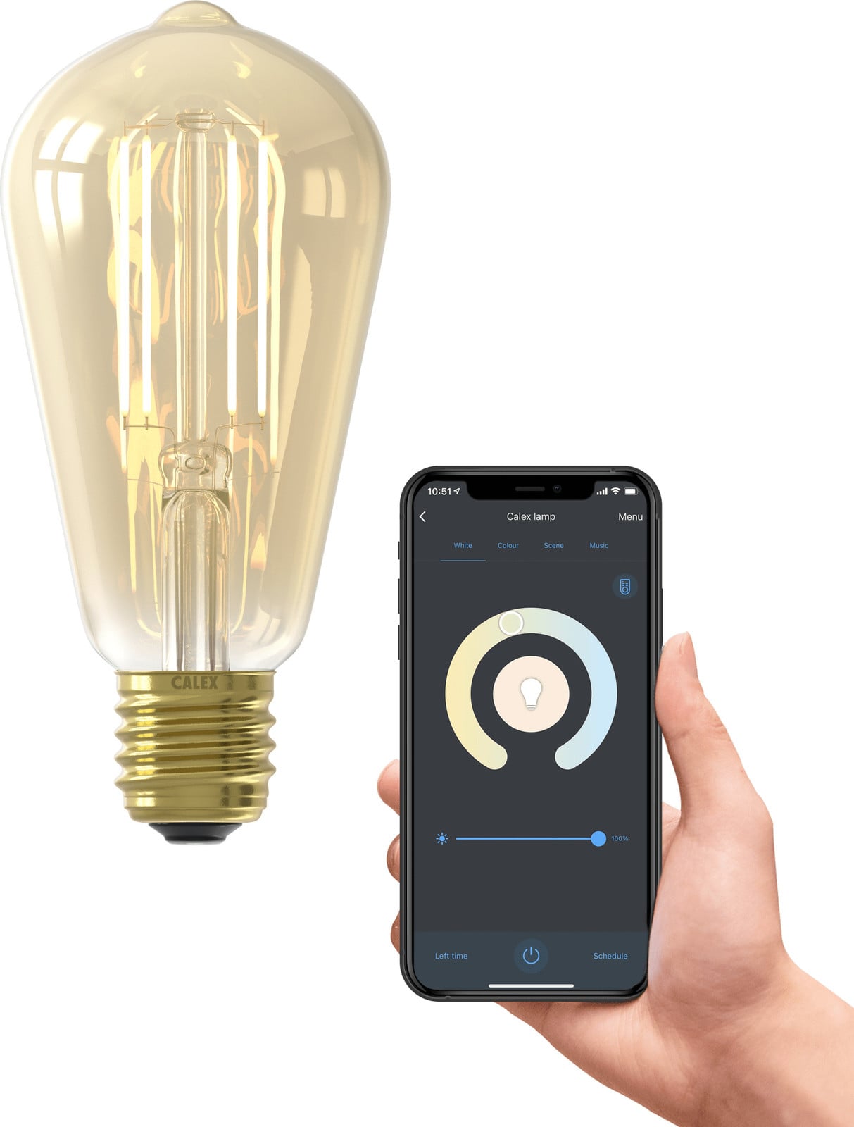 Calex Smart LED-lamp ST64 E27 7W Warm Wit Licht WiFi Dimbaar Goudkleurig