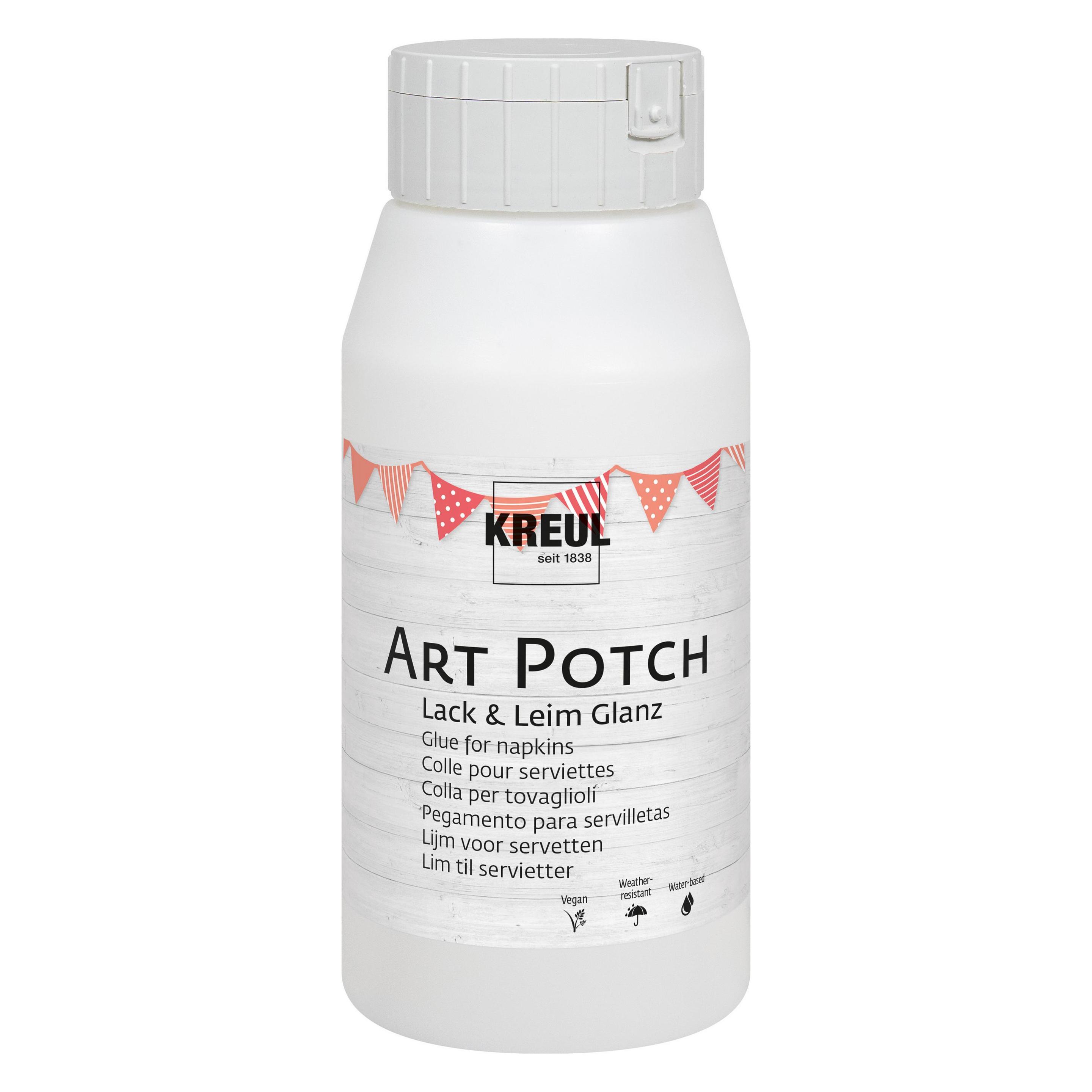 Kreul 49153 - Art Potch Lack und Leim transparent glänzend, 750 ml, Serviettentechnik- und Dekoklebe (750 ml) (49153)