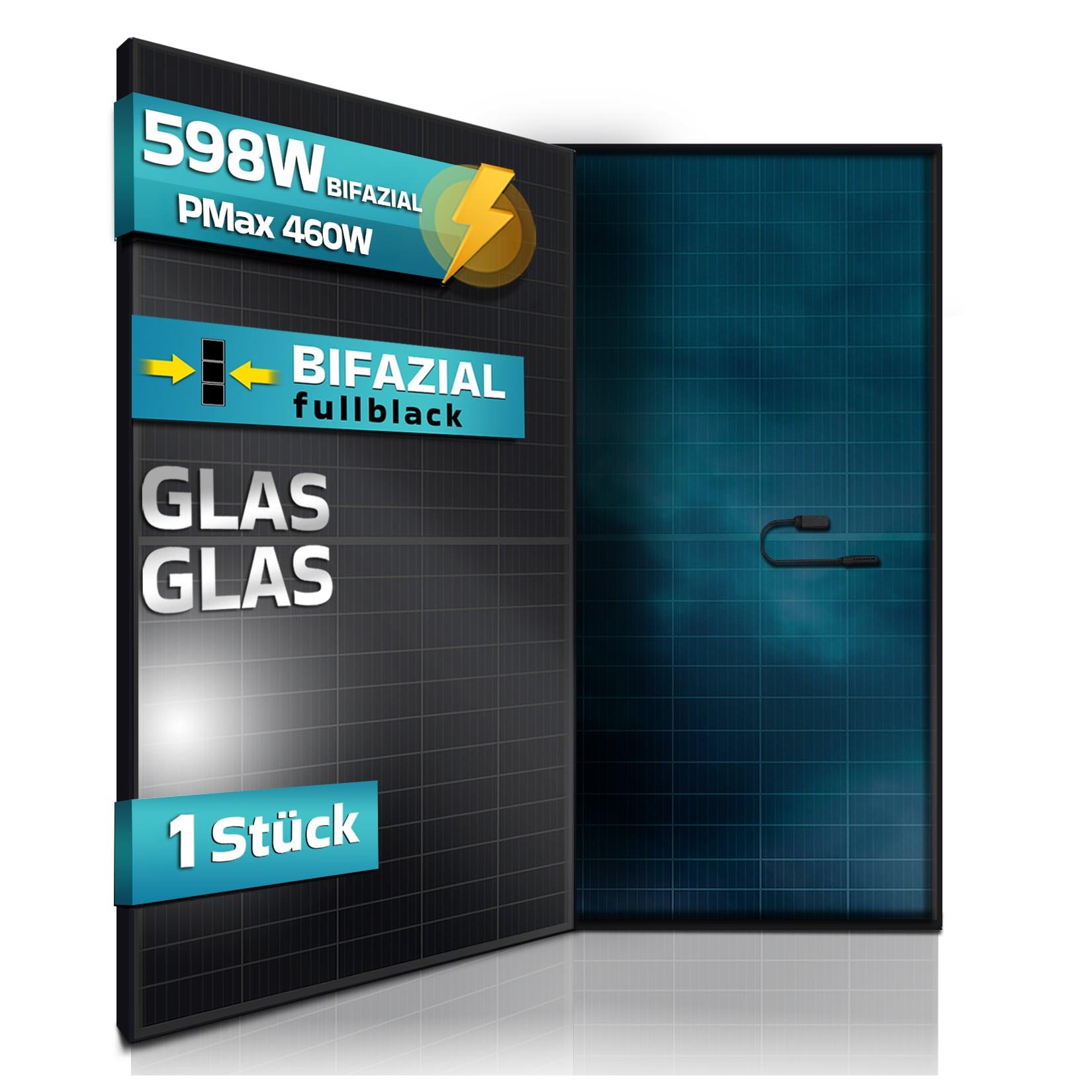SUNNIVA® Solarpanel, 4x 460 W, FULL BLACK, Bifazial, Glas-Glas, N-Type Solarmodul, PV Module Solarpanel, PMax 1840W (4x460W), für Balkonkraftwerk Solaranlage PV Panel Photovoltaik Solar Komplettanlage