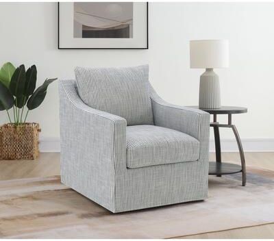 Upholstered Sloped Arm Accent Swivel Chair