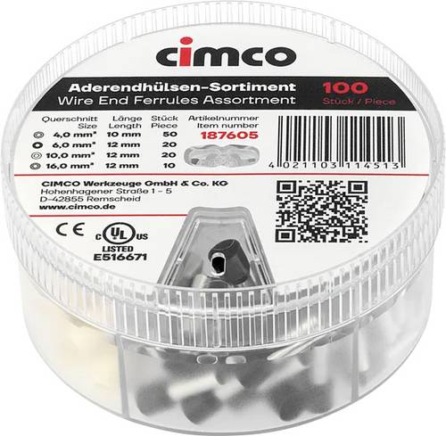 Cimco 187605 Aderendhülsen-Sortiment Teilisoliert 1 Set