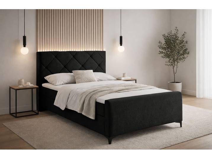 Boxspringbett mit Bettkasten 120 x 200cm Microfaser Wiam Schwarz