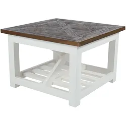 CLP Couchtisch Holz quadratisch 60x60 cm Bastrop, Sofatisch eckig Landhausstil, Beistelltisch klein rustikal