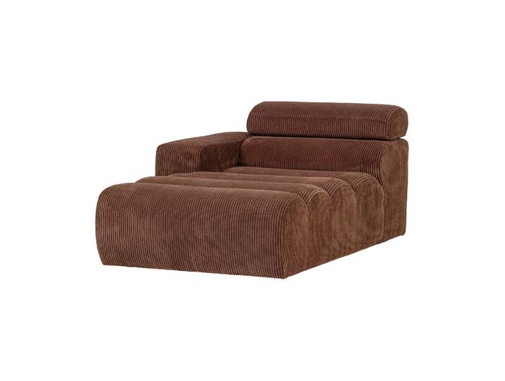Chaise longue modulable accoudoir gauche velours côtelé terra NOV