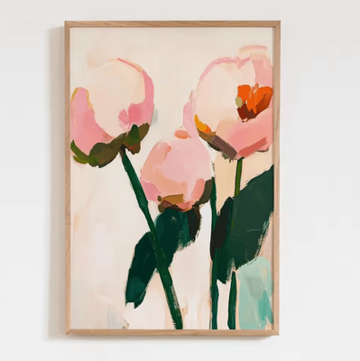 Inspire Curations Minimalist Beige Floral Line Canvas Poster Modern Botanical Wall Art (Frameless) tl2384 20x30cm No Frame