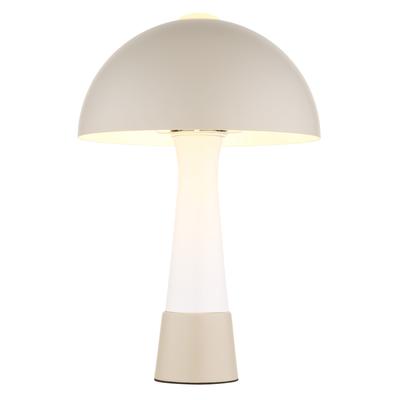 GLOBO LIGHTING Tischleuchte "MERLIN", beige (sandfarben matt), Ø 25cm H: 36,5cm, 1 Stk., Leuchten, Tischlampe mit Pilzschirm, Design, Wohnzimmer, Schlafzimmer, Pilzlampe, Tischleuchte