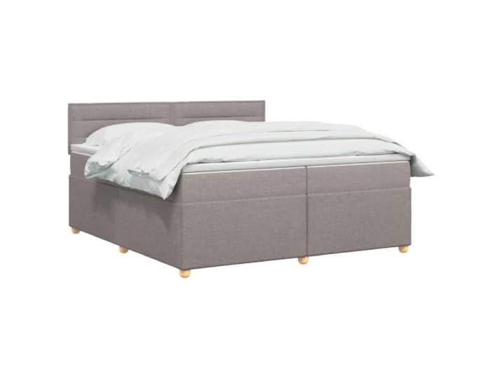 vidaXL Boxspringbett mit Matratze Taupe 200 x 200 cm Stoff Angenehmer Komfort mit Höhenanpassung. Sorge für eine coole Stimmung mit integrierter Beleuchtung