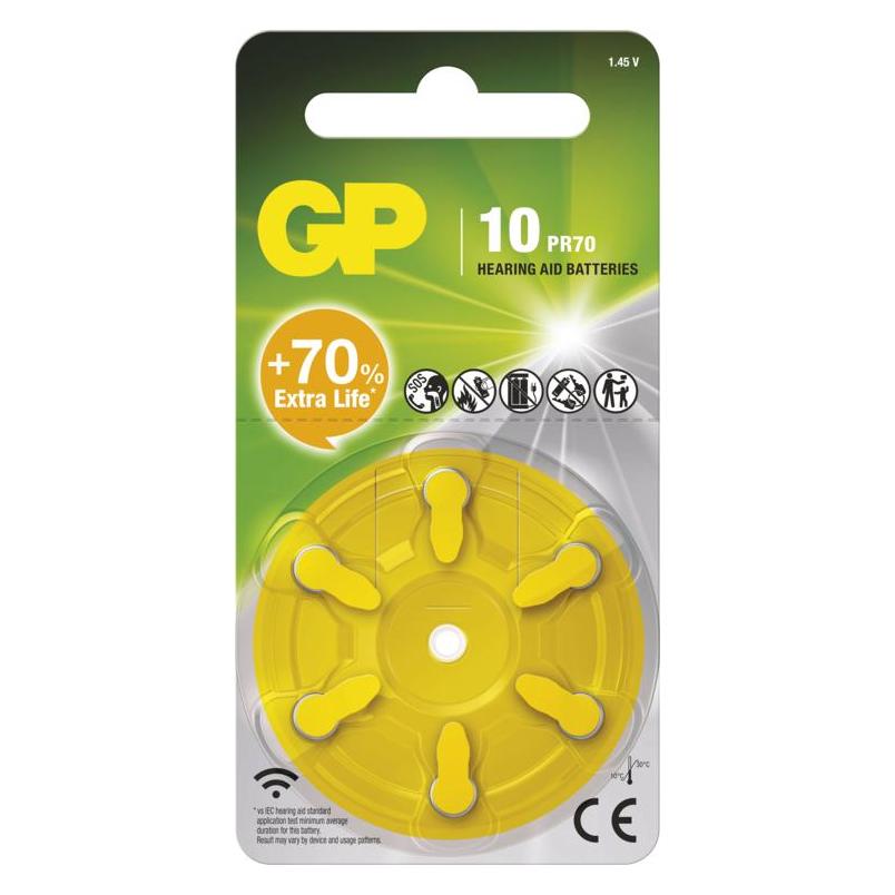 GP Batteries Baterie do naslouchadel GP ZA10 (PR70), 6 ks (6 Stk., 90 mAh) (1044001026)