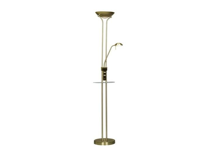 Lampadaire LED 18W+5W en métal couleur cuir avec étagère en verre