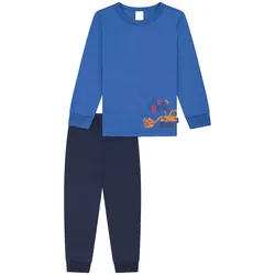 SCHIESSER Jungen Schlafanzug, lang - Kids, Bündchen, Baumwolle, Print Blau / 140