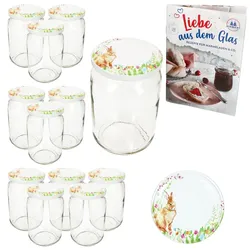 12er Set Sturzglas 720ml Einmachglas Osterfreude Deckel Ostern Hase Rezept-Heft