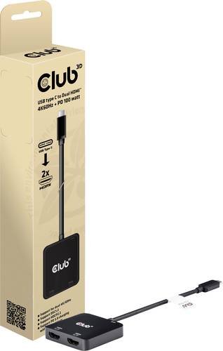 club3D USB-C / HDMI Adapter USB-C Stecker, HDMI-A Buchse 15 cm Schwarz CSV-1558 USB-C-Displaykabel