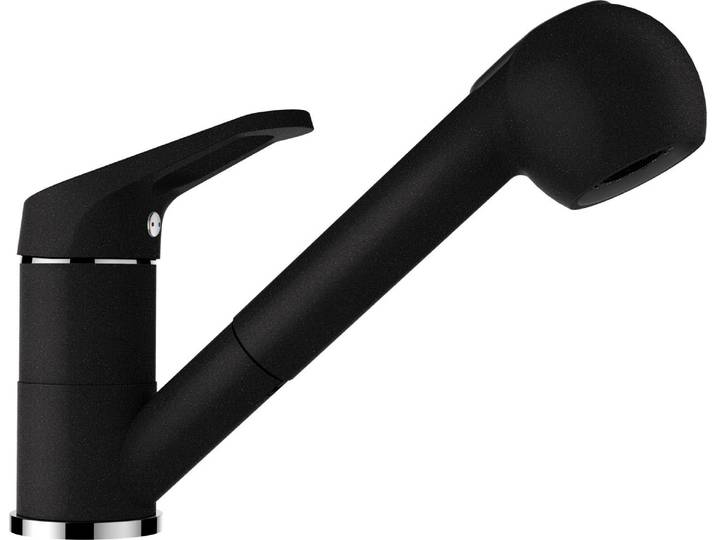 Küchenarmatur SCHOCK Armatur Cosmos SB , schwarz (nero), B:19,7cm H:17,8cm Ø:4,9cm, Messing, Armaturen, Küchenarmatur, ausziehbarer Auslauf, Strahl-Brausefunktion