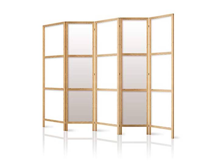 decomonkey Paravent Raumteiler Innen Orient Weiß, 225x171 cm, 5-teilig Stabiler Holzrahmen, freistehend, hochwertiger Druck, einfacher Aufbau, Orient-Motiv Japan Spa, hergestellt EU