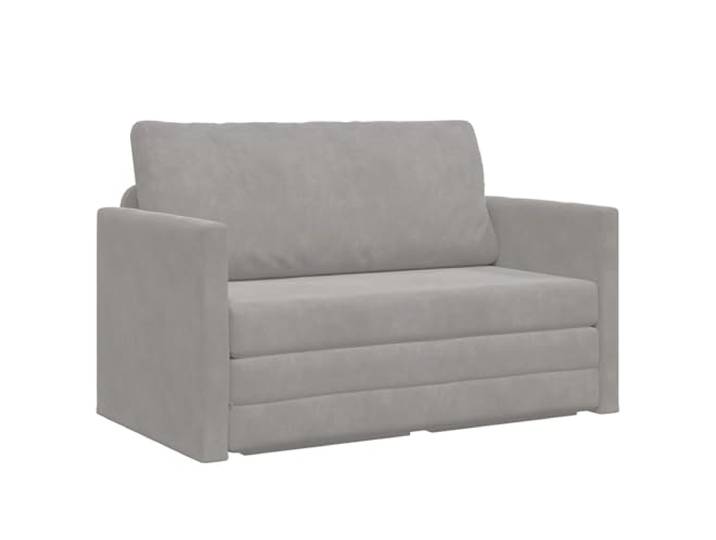 Coespram Schlafsofa Hellgrau 124x71x78cm Samt 2-Sitzer Couch Klappbar Kompaktes Samtsofa mit Bettsystem für Wohnzimmer und Gästezimmer. Stabile Metallstruktur und weiche Kissen.