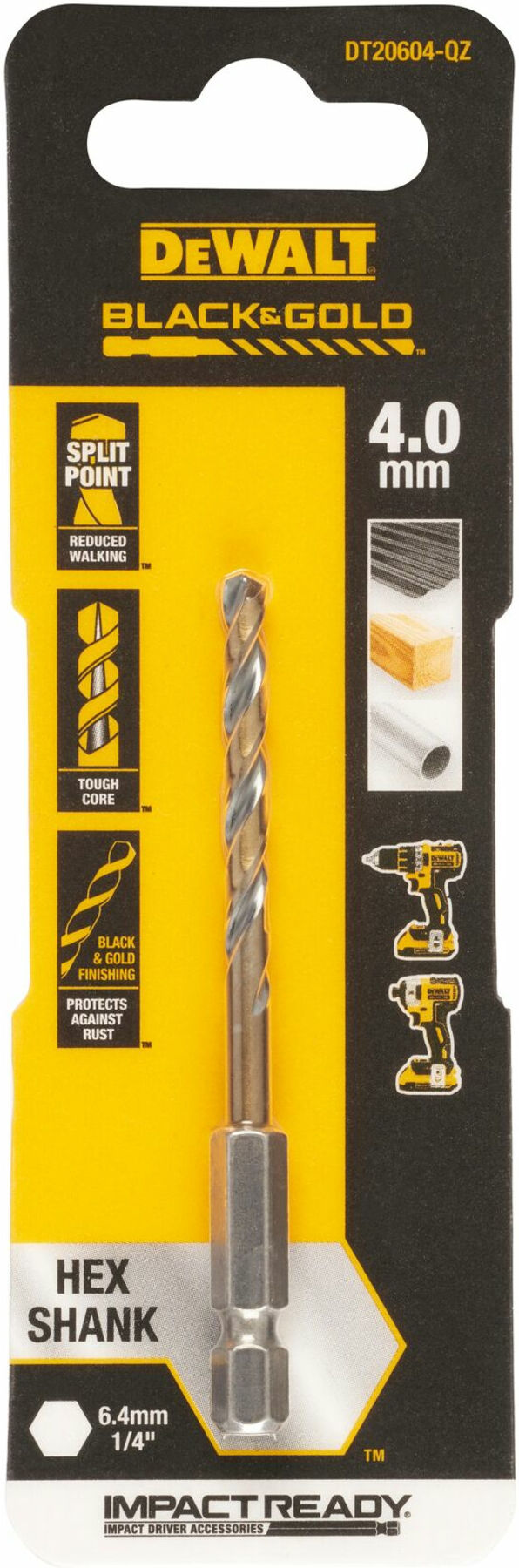 DEWALT Metallbohrer HSS-G, 4 mm, Sechskant (DT20604-QZ)