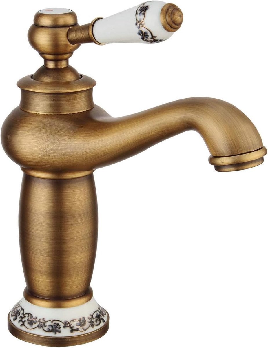Beelee waterbesparende mengkraan voor badkamer en keuken in chroom en antiek messing