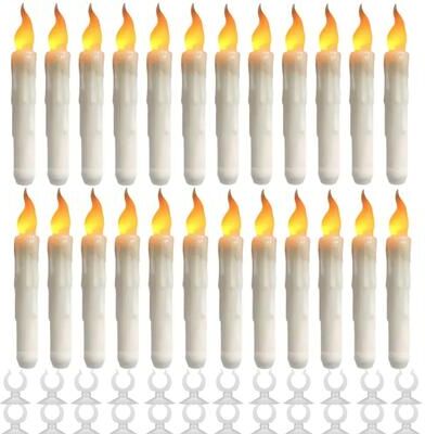 Inspired Living Hanging Window Candles With Suction Cup Warm Flickering LED Flameless Window Decor 24pc And Suction Cup