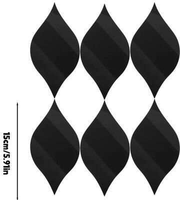 Uplift Picks Teardrop Acrylic Mirror Wall Stickers Self Adhesive 3D Decorative Decals black 6 Pcs