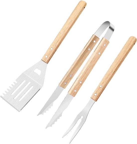 3-delige zwarte barbecue set van hittebestendig RVS voor buiten koken