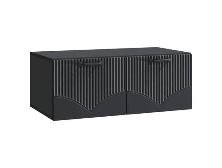 TV-Schrank für die Wand, Schwarz, 78,5 x 41 x 30 cm, aus technischem Holz Technisches Holz, 2 Türen mit 90° Scharnier, schwarze Griffe, maximales Gewicht 60 kg, großer Raum, zweifache Montage