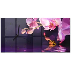 WANDUHR aus Glas 60x30 cm - Orchidee