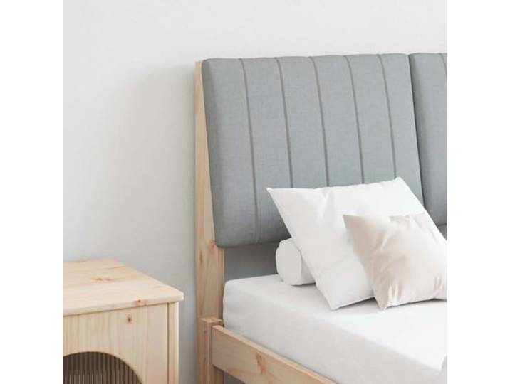 Gepolstertes Kopfteil hellgrau 120 cm aus massivem Kiefernholz, eckiges Kopfteil mit Schaumstofffüllung, fleckenfest, pflegeleicht, modernes Design für