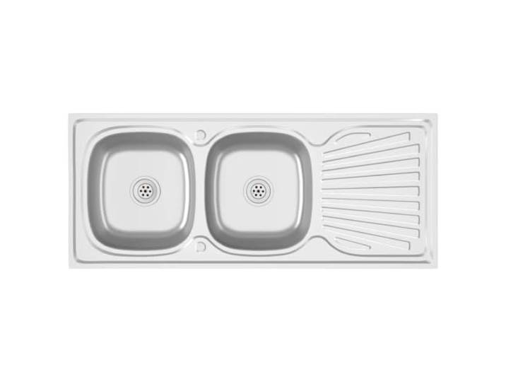 Xhnifbn Küchenspüle Doppelbecken 1200x500mm Edelstahl Silbern Beidseitig montierbare Einbauspüle für die Küche mit praktischer Abtropffläche und zwei 35 mm Armaturenlöchern.