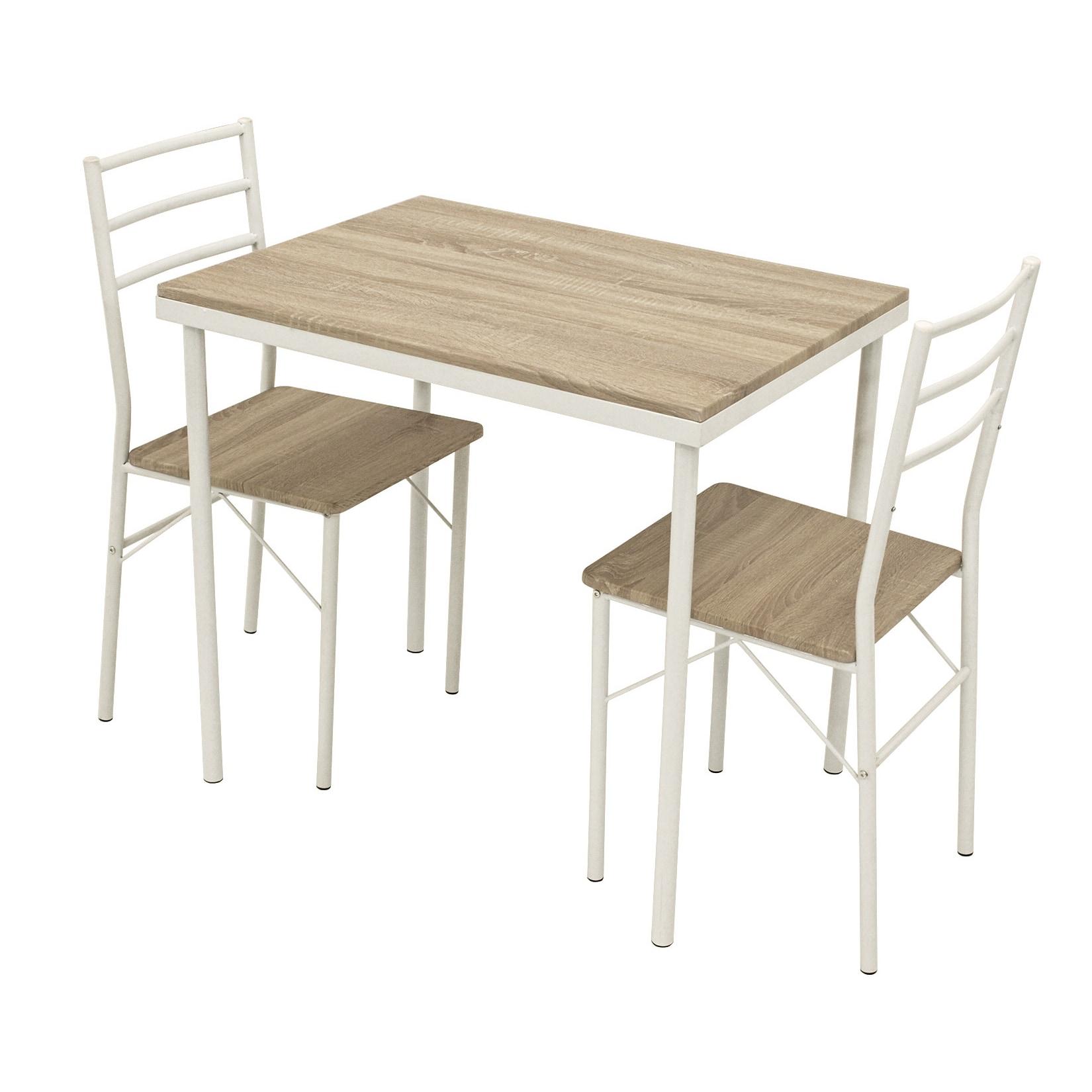 Essgruppe KÖLN 3-teilig, Metallgestell, Oberfläche Eiche Dekor