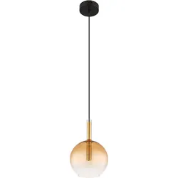 Hängelampe Hängeleuchte Pendellampe Esszimmerleuchte Glaskugel messing, Metall, 1x G9 Fassung, DxH 18x120cm