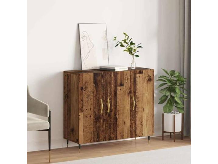 HEFZGDB Zeitloses Sideboard mit Wandhalterung für das Wohnzimmer mit Türen und Stabiler Platte zur Dekoration, modernes Sideboard in Weiß aus Holzwerkstoff mit Metallbeinen und viel
