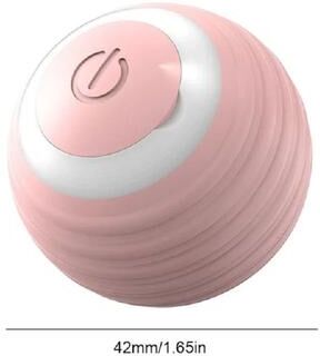 Uplifted Goods Electric Rolling Cat Toy Ball With Teaser Bird pink Ball