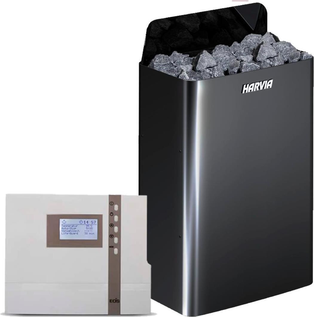 Harvia The Wall sauna-oven 9 kW, zwart, met EOS ECON D4