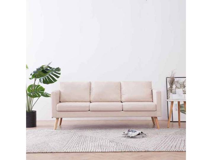 SALE 2026  Fauteuil/Chaise-Sofa Crème - Canapé à 3 places Tissu Crème PRO180418408